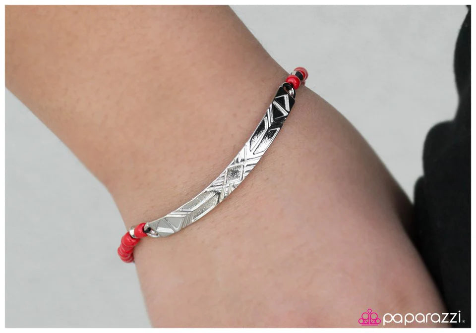 Paparazzi Bracelet ~ Fire and Ice - Red