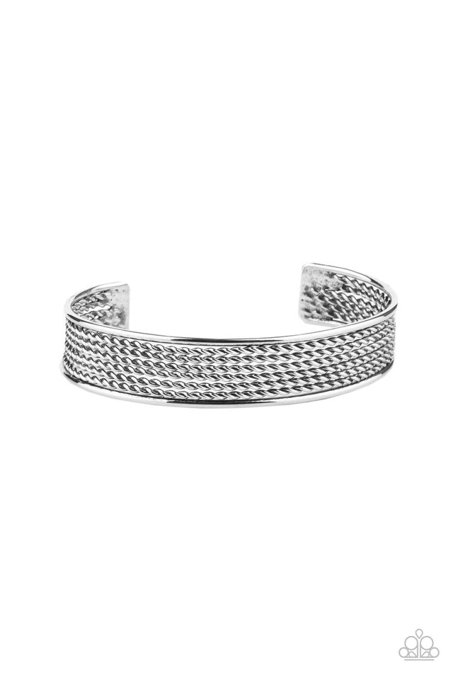 Risk-Taking Texture - Silver - Paparazzi Bracelet Image