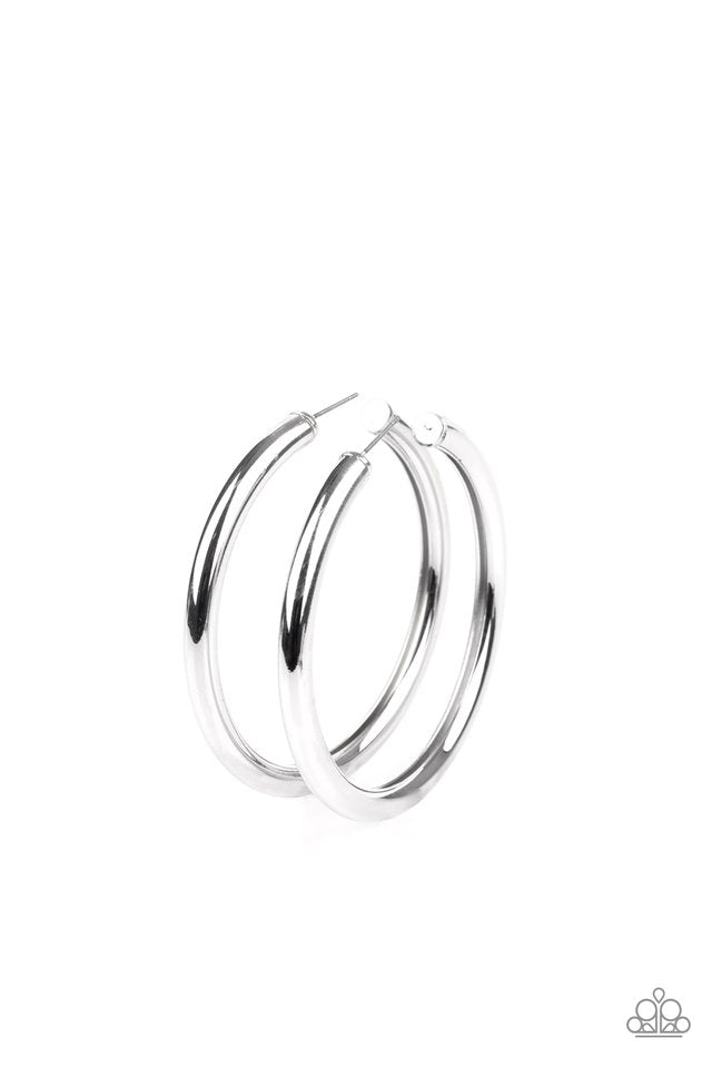Curve Ball - Silver - Paparazzi Earring Image