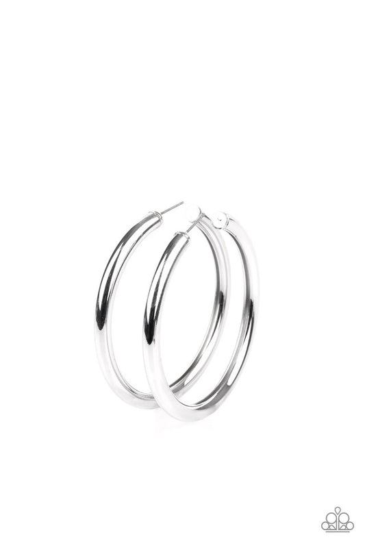 Curve Ball - Silver - Paparazzi Earring Image