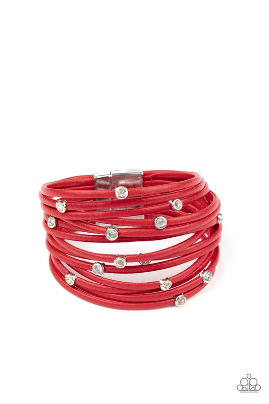 Fearlessly Layered - Red - Paparazzi Bracelet Image