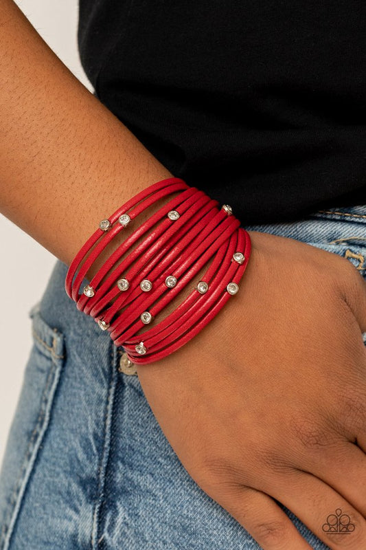 Fearlessly Layered - Red - Paparazzi Bracelet Image