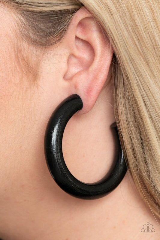 I WOOD Walk 500 Miles - Black - Paparazzi Earring Image