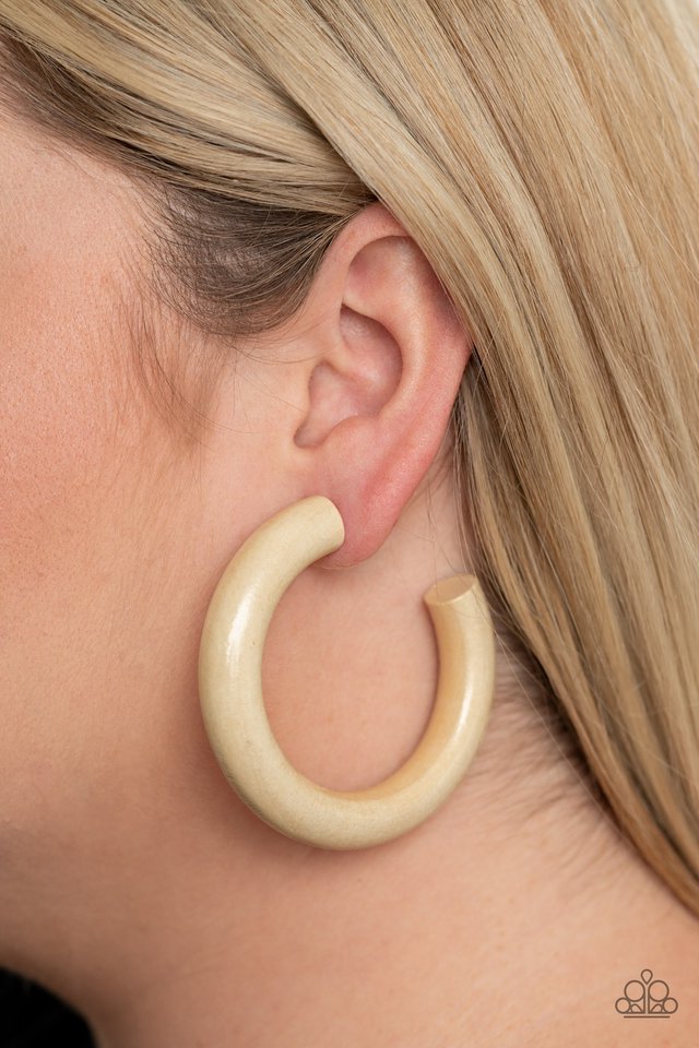 I WOOD Walk 500 Miles - White - Paparazzi Earring Image