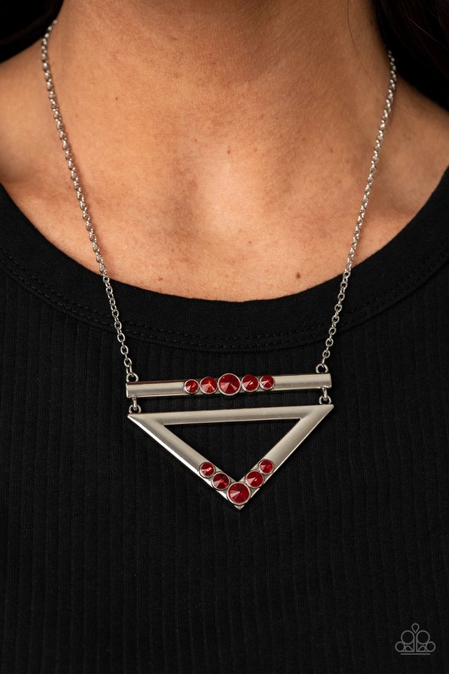 Triangulated Twinkle - Red - Paparazzi Necklace Image
