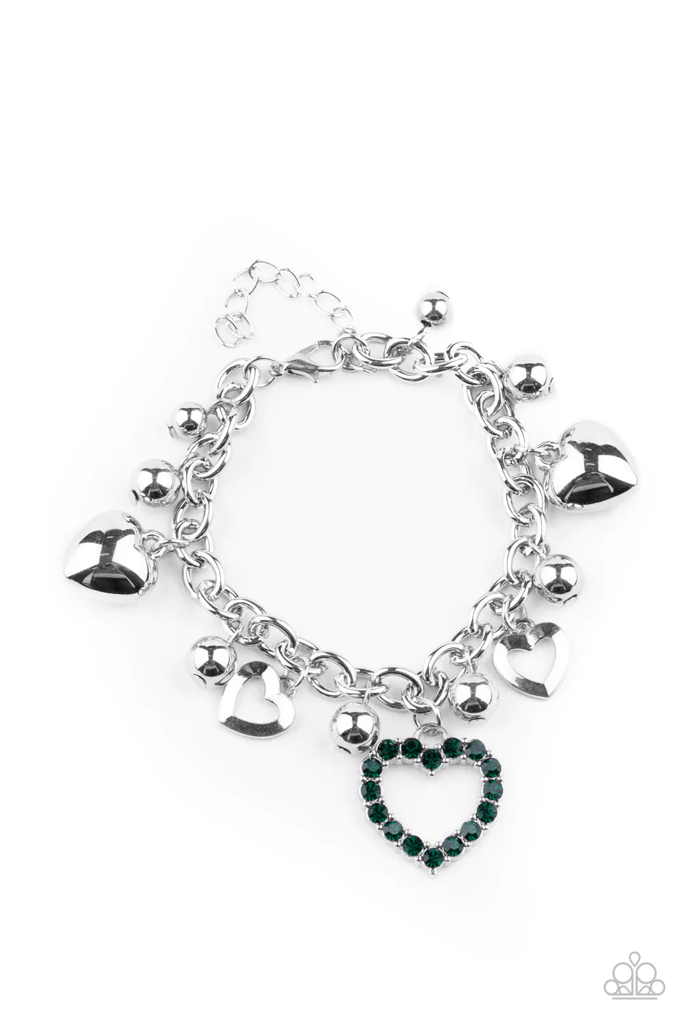 Paparazzi Bracelet ~ Beautifully Big-Hearted - Green