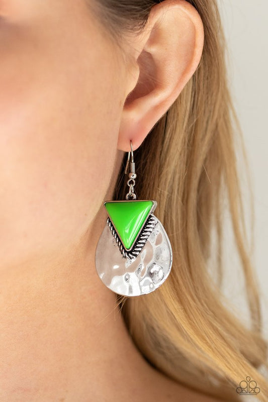 Road Trip Treasure - Green - Paparazzi Earring Image