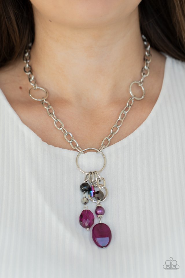 Lay Down Your CHARMS - Purple - Paparazzi Necklace Image