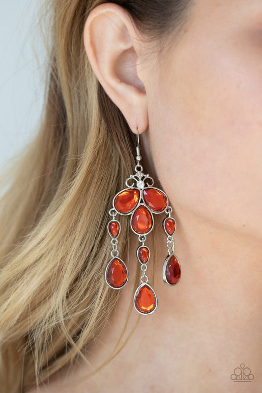 Clear The HEIR - Orange - Paparazzi Earring Image