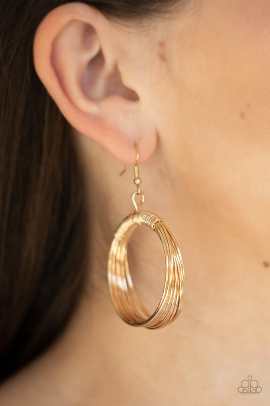 Urban-Spun - Gold - Paparazzi Earring Image