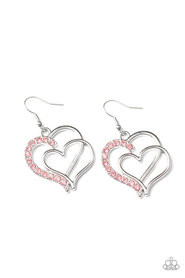 Double the Heartache - Pink - Paparazzi Earring Image