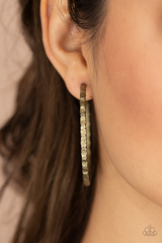 Grungy Grit - Brass - Paparazzi Earring Image