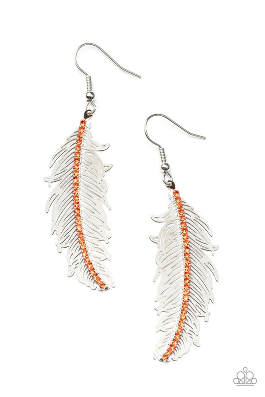 Fearless Flock - Orange - Paparazzi Earring Image