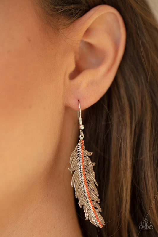 Fearless Flock - Orange - Paparazzi Earring Image