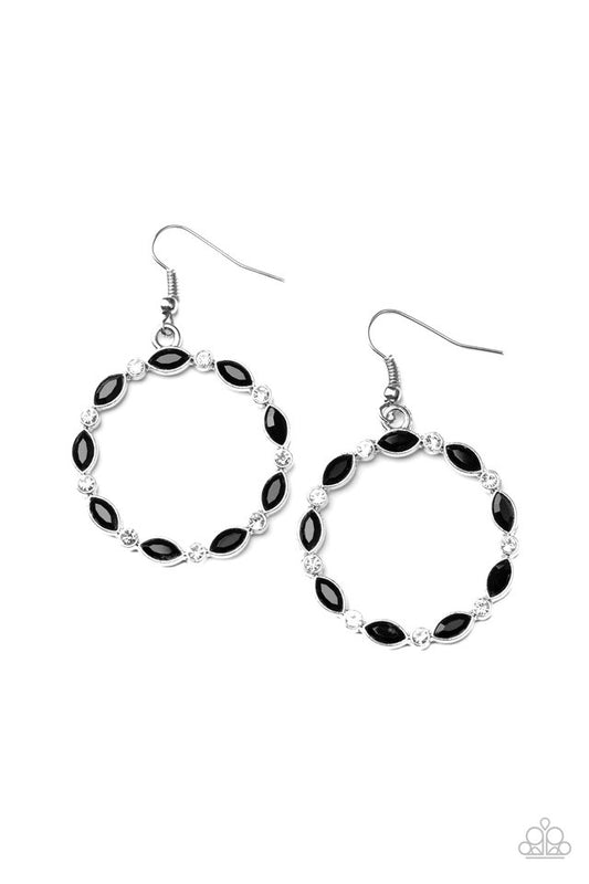 Crystal Circlets - Black - Paparazzi Earring Image