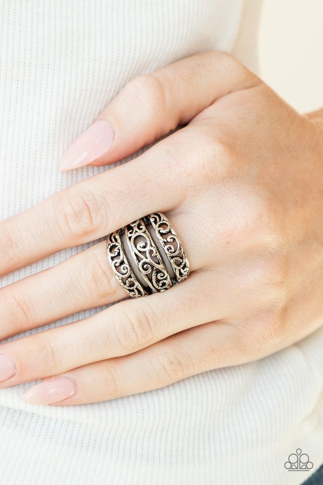 FRILLED To Be Here - Silver - Paparazzi Ring Image