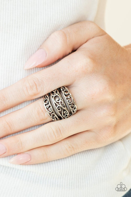 FRILLED To Be Here - Silver - Paparazzi Ring Image