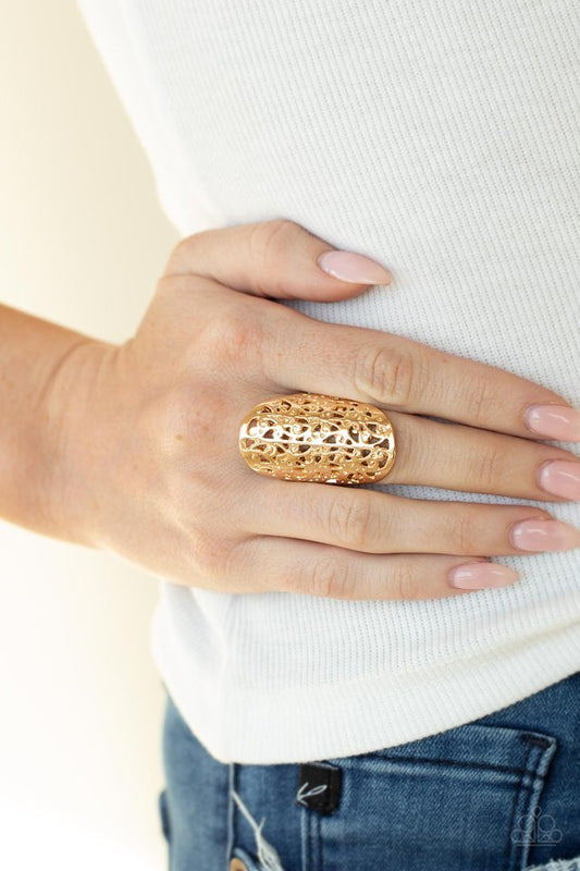 Full Out Frill - Gold - Paparazzi Ring Image