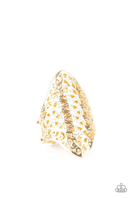 FRILL Ride - Gold - Paparazzi Ring Image