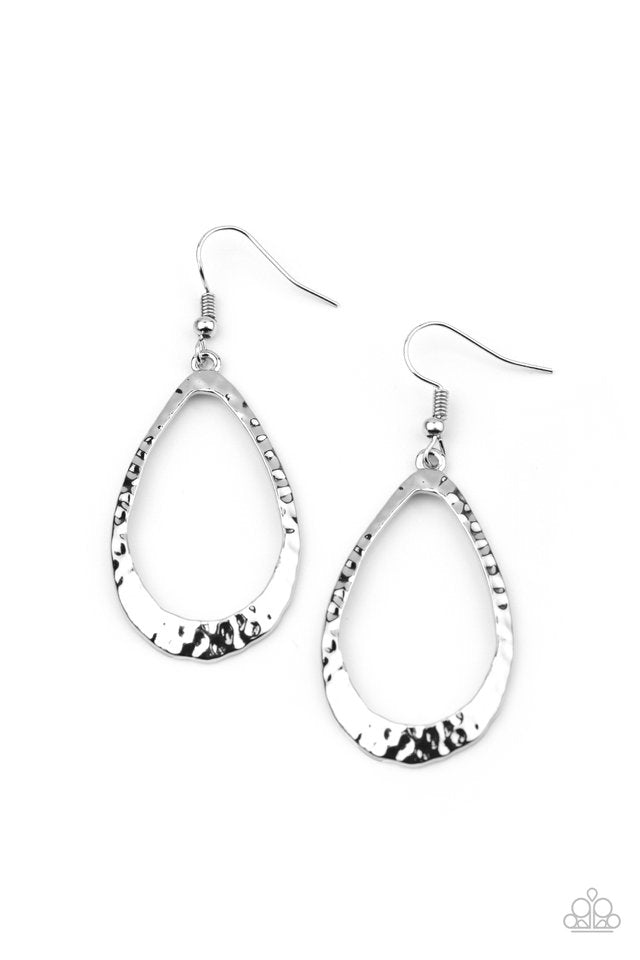 BEVEL-headed Brilliance - Silver - Paparazzi Earring Image