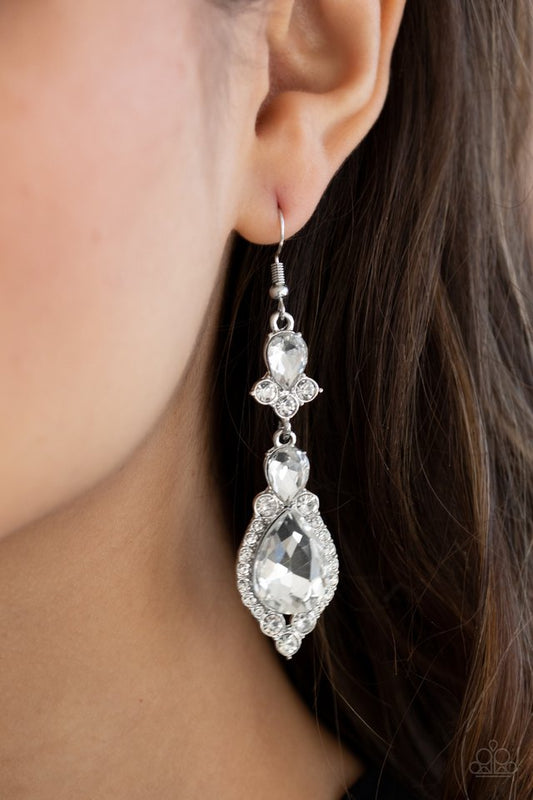 Fully Flauntable - White - Paparazzi Earring Image