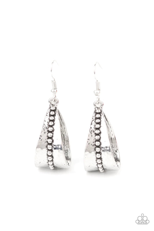 Paparazzi Earring ~ STIRRUP Some Trouble - Silver