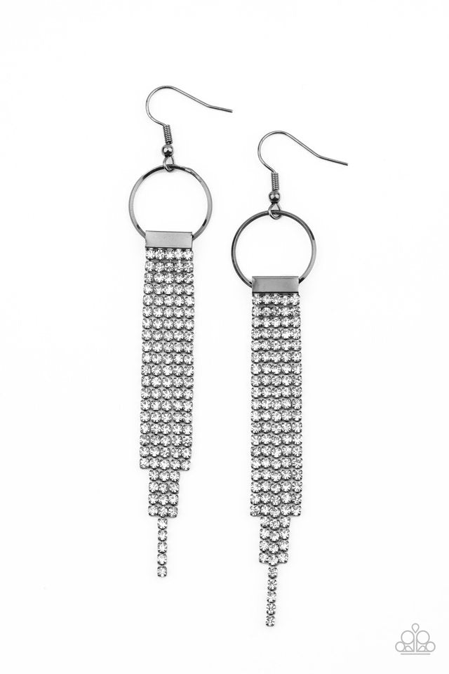 Tapered Twinkle - Black - Paparazzi Earring Image