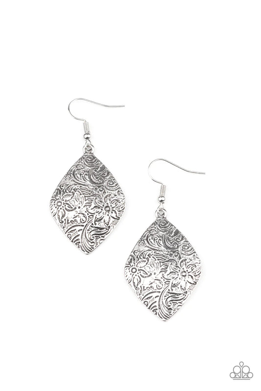 Paparazzi Earring ~ Flauntable Florals - Silver