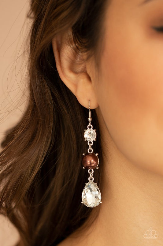 Unpredictable Shimmer - Brown - Paparazzi Earring Image