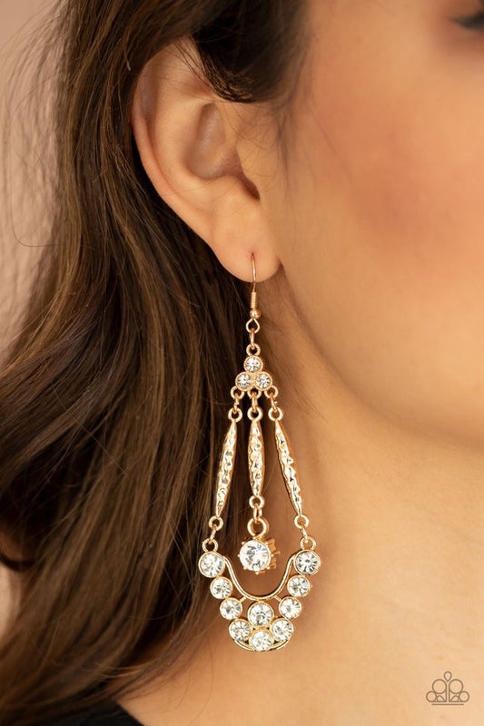 High-Ranking Radiance - Gold - Paparazzi Earring Image