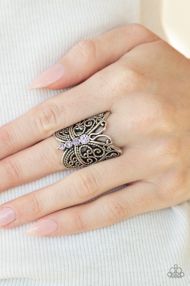 Butterfly Bling - Purple - Paparazzi Ring Image