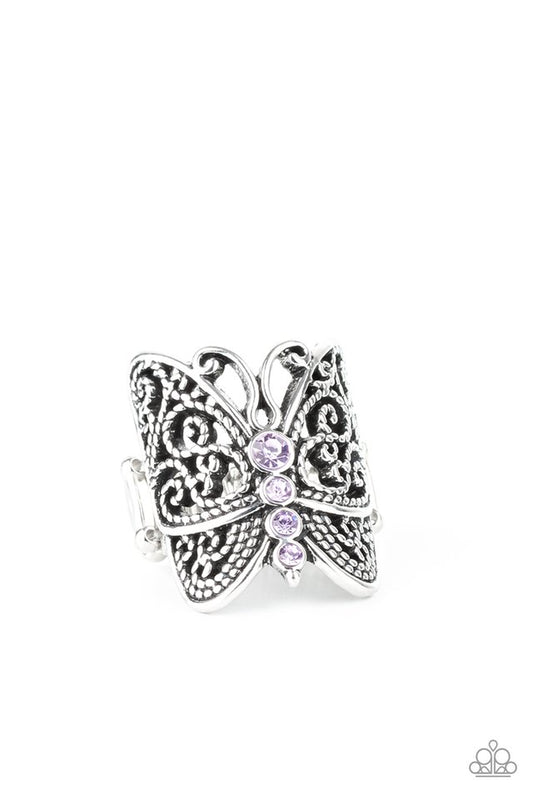 Butterfly Bling - Purple - Paparazzi Ring Image