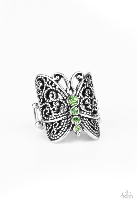 Butterfly Bling - Green - Paparazzi Ring Image