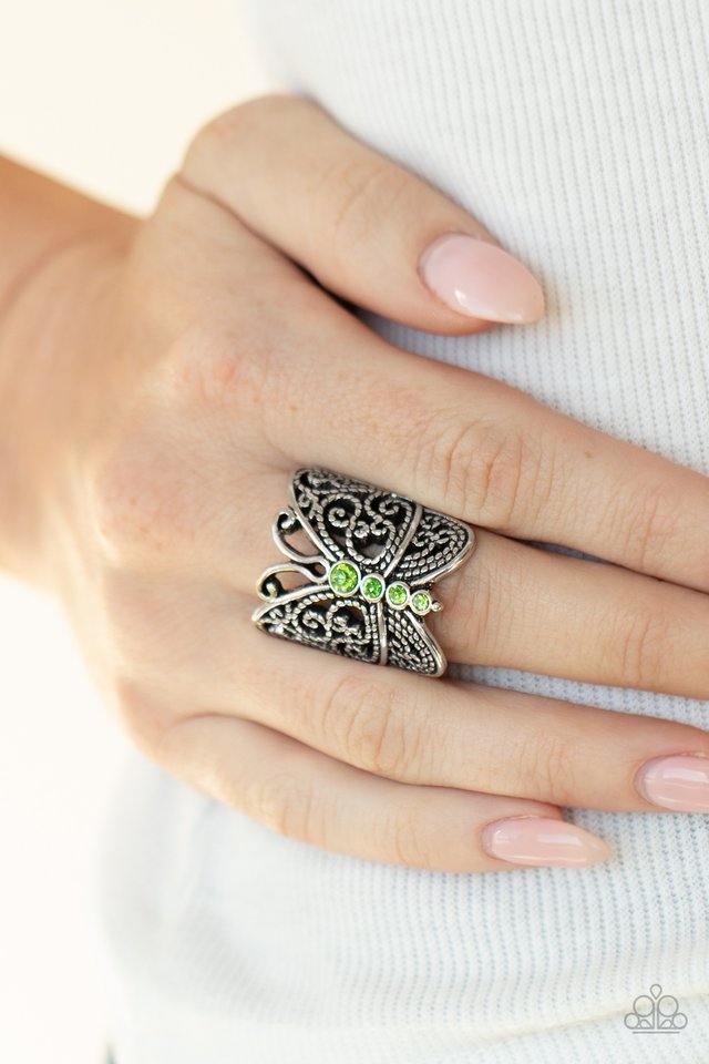 Butterfly Bling - Green - Paparazzi Ring Image
