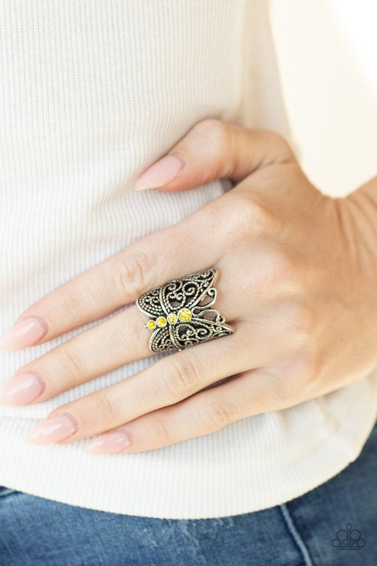 Butterfly Bling - Yellow - Paparazzi Ring Image