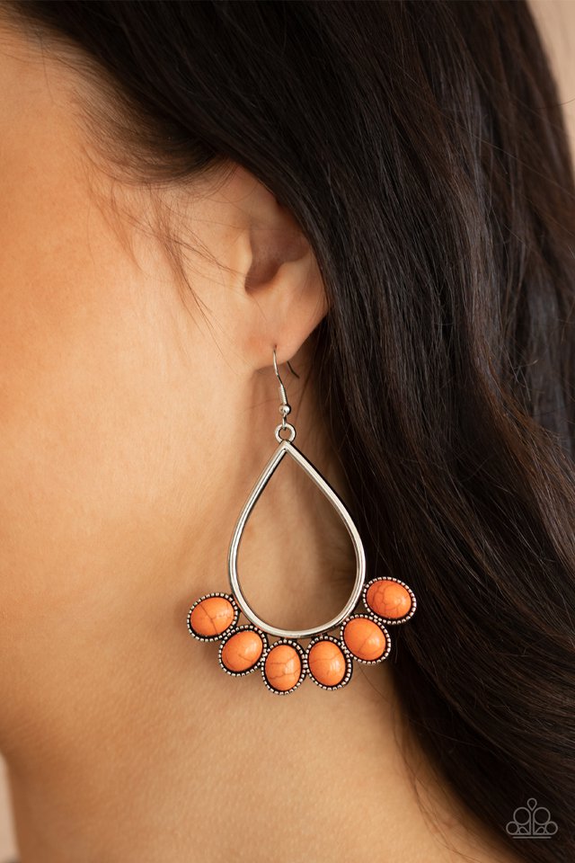 Stone Sky - Orange - Paparazzi Earring Image