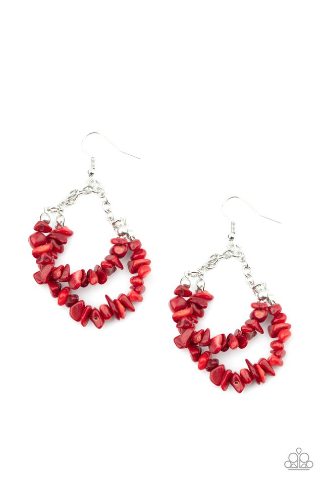 Rainbow Rock Gardens - Red - Paparazzi Earring Image