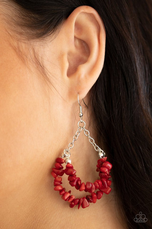 Rainbow Rock Gardens - Red - Paparazzi Earring Image