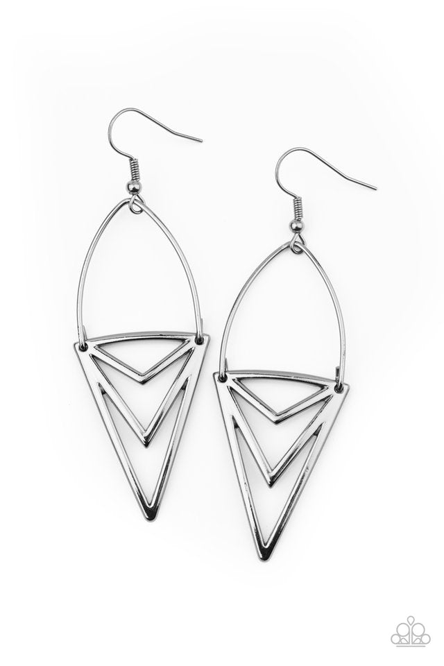 Proceed With Caution - Black - Paparazzi Earring Image