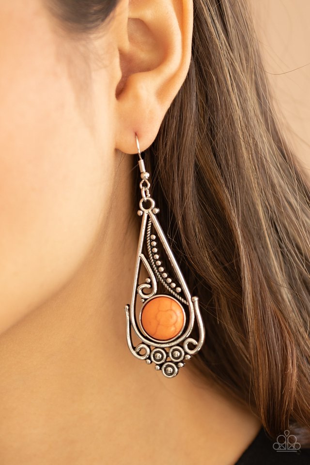 Canyon Climate - Orange - Paparazzi Earring Image