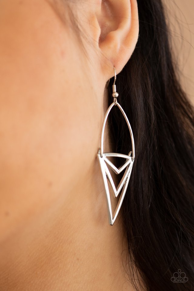 Proceed With Caution - Silver - Paparazzi Earring Image