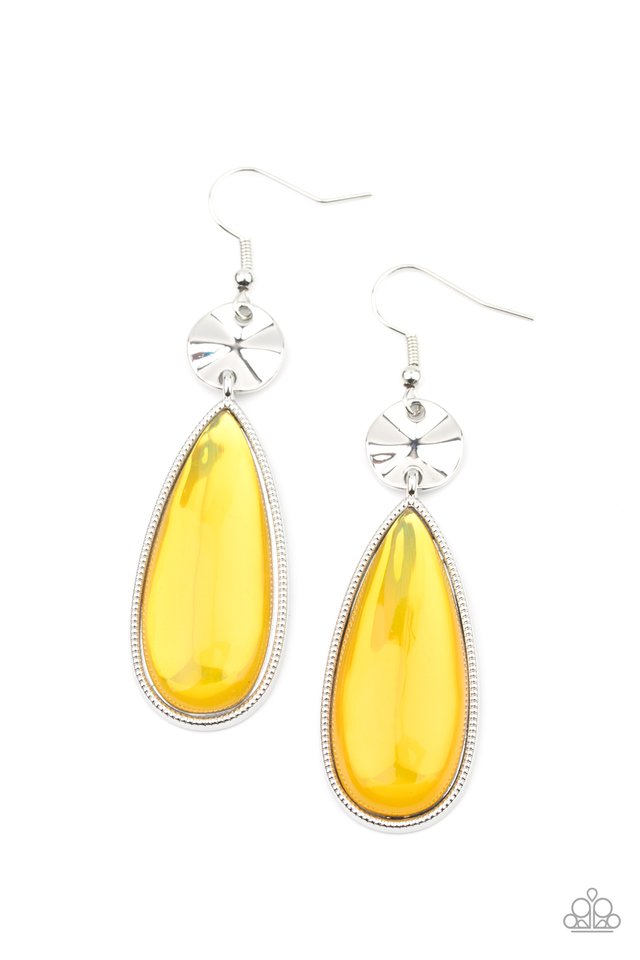 Jaw-Dropping Drama - Yellow - Paparazzi Earring Image