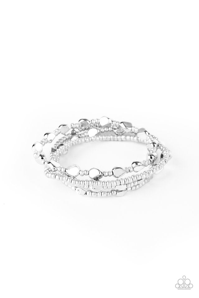 Fashionably Faceted - Silver - Paparazzi Bracelet Image