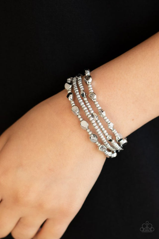 Fashionably Faceted - Silver - Paparazzi Bracelet Image