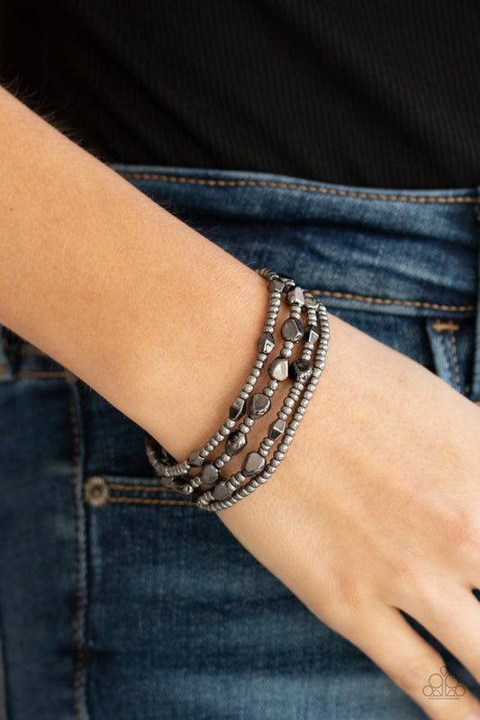 Fashionably Faceted - Black - Paparazzi Bracelet Image