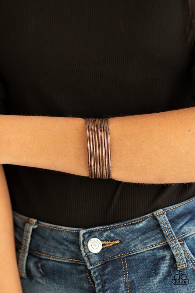 Now Watch Me Stack - Copper - Paparazzi Bracelet Image