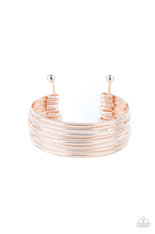 Paparazzi Bracelet ~ Now Watch Me Stack - Rose Gold