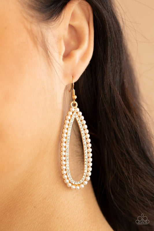 Glamorously Glowing - Gold - Paparazzi Earring Image