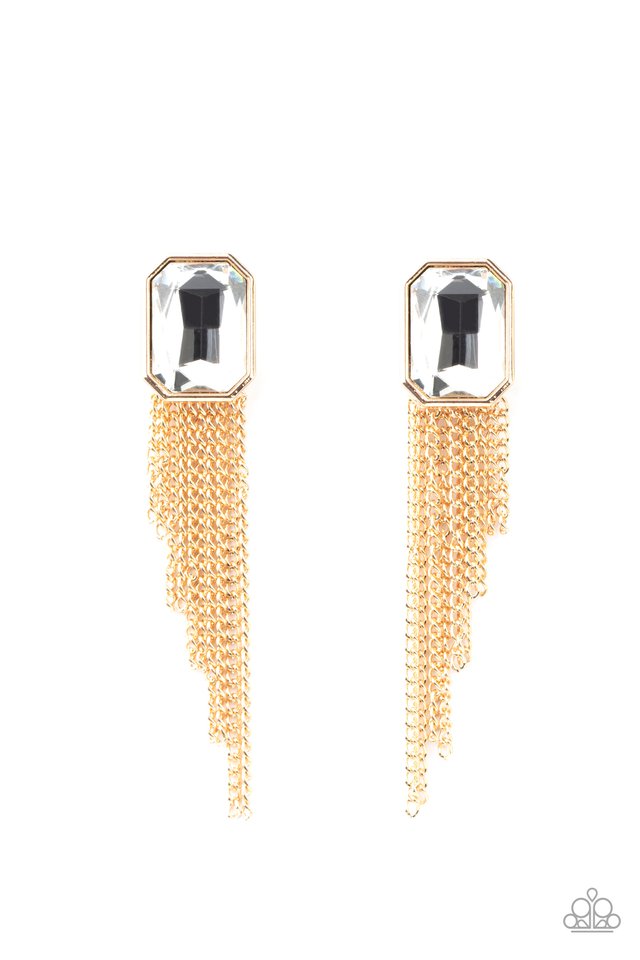 Save for a REIGNy Day - Gold - Paparazzi Earring Image