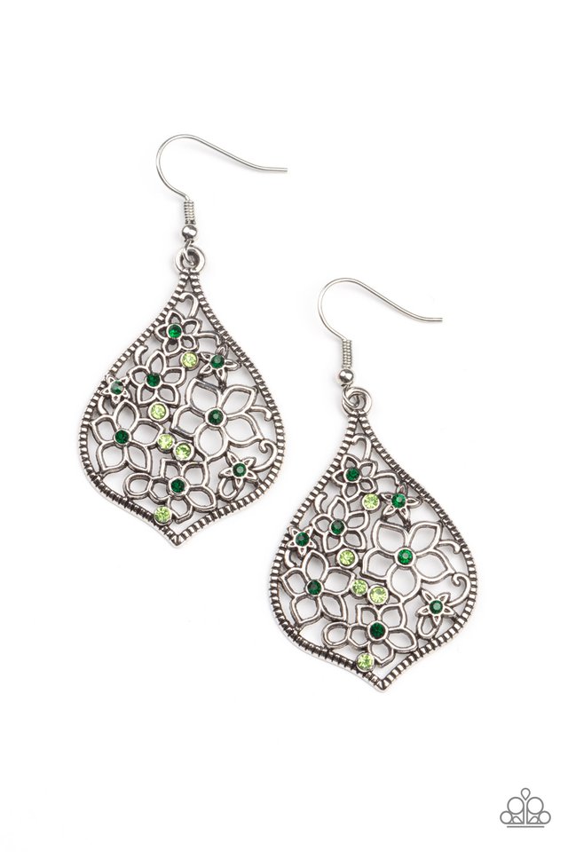 Full Out Florals - Green - Paparazzi Earring Image
